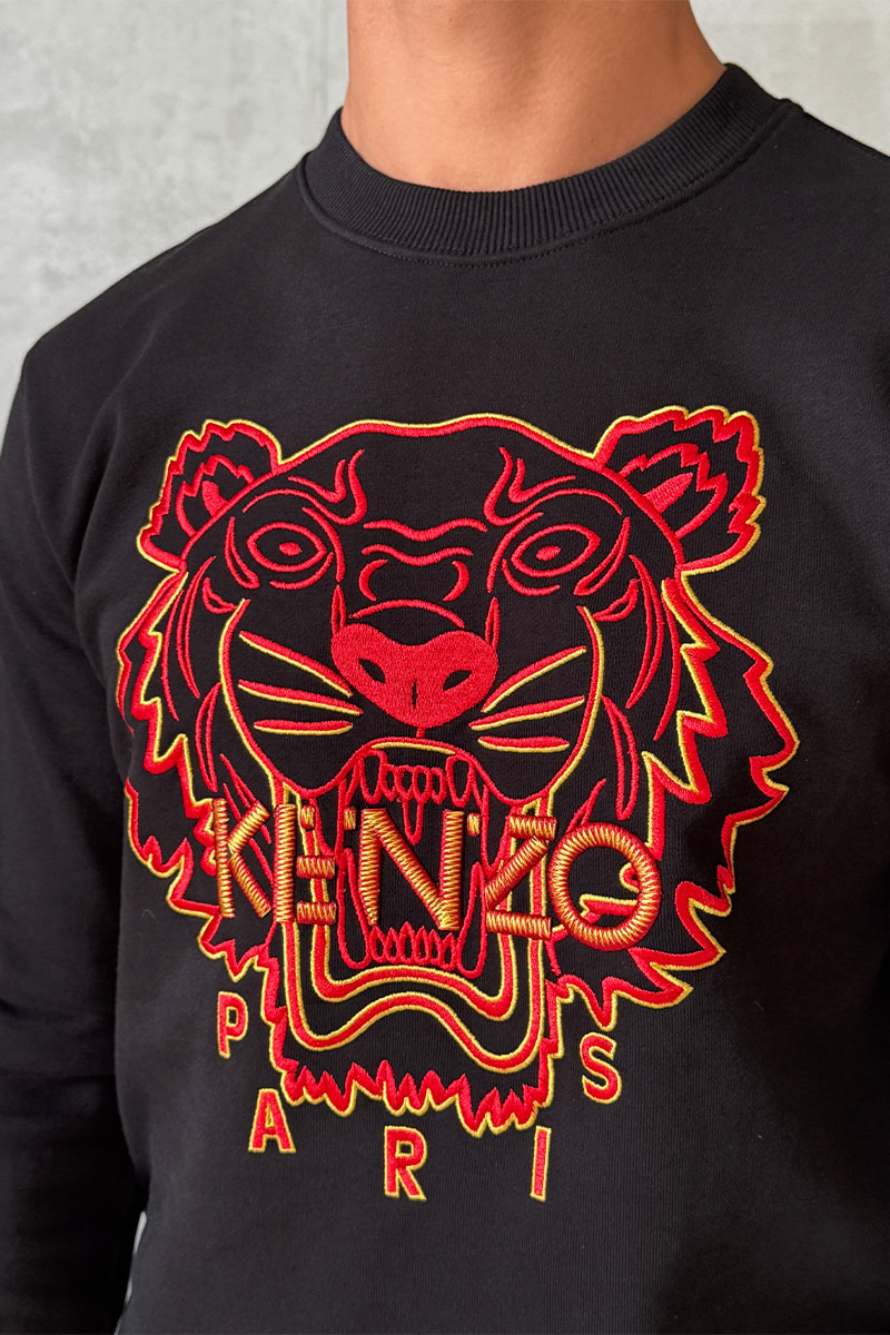 Kenzo Чёрный мужской свитшот Tiger Head embroidered