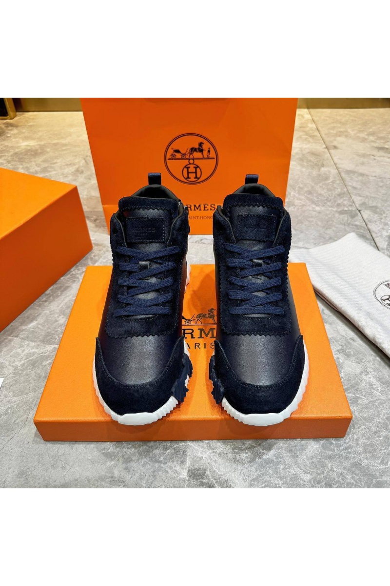 Hermes Кроссовки с мехом Bouncing high-top - Navy / White
