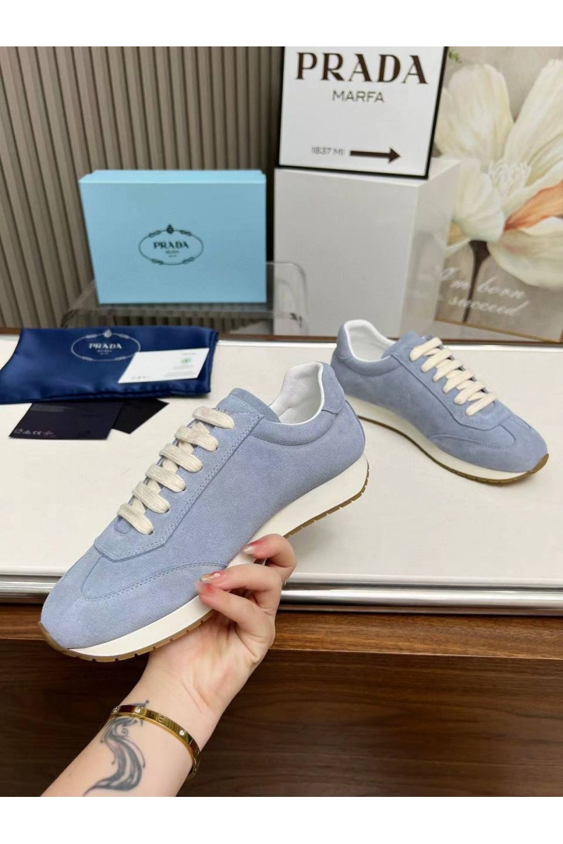 Prada Женские замшевые кроссовки Premium - Blue