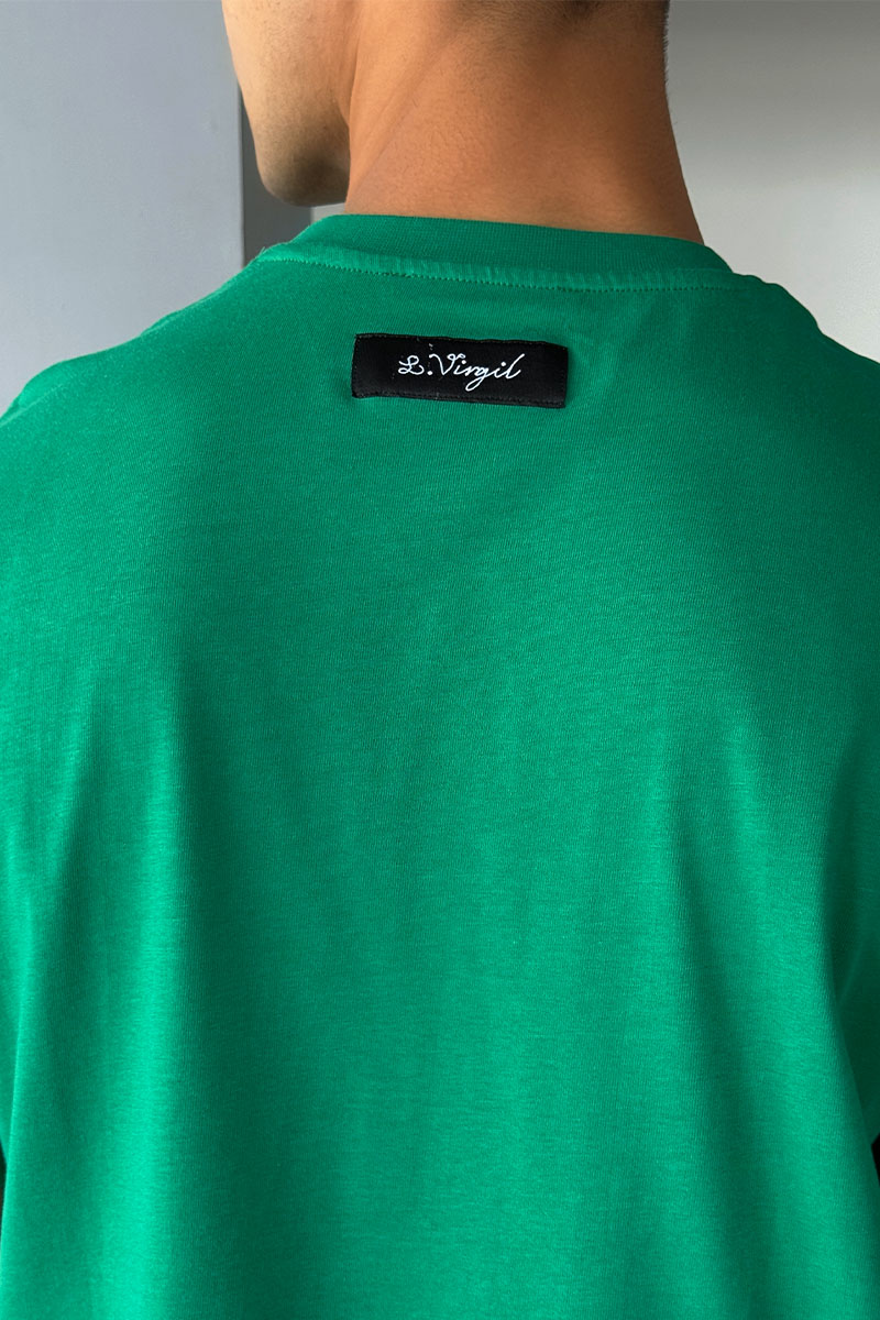 Lоuis Vuittоn Брендовая оверсайз футболка зелёного цвета