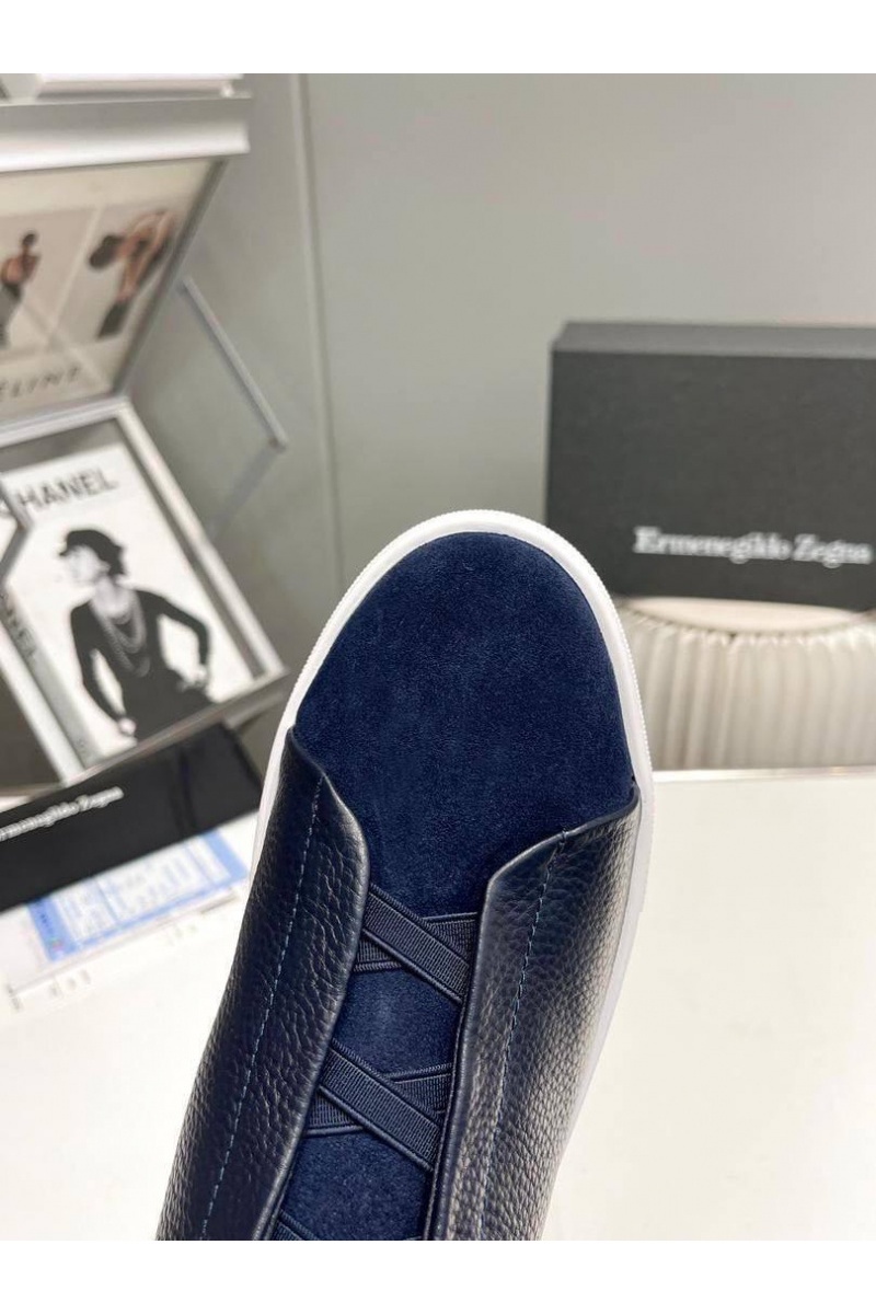 Zegna Кроссовки с мехом Triple Stitch low-top - Navy