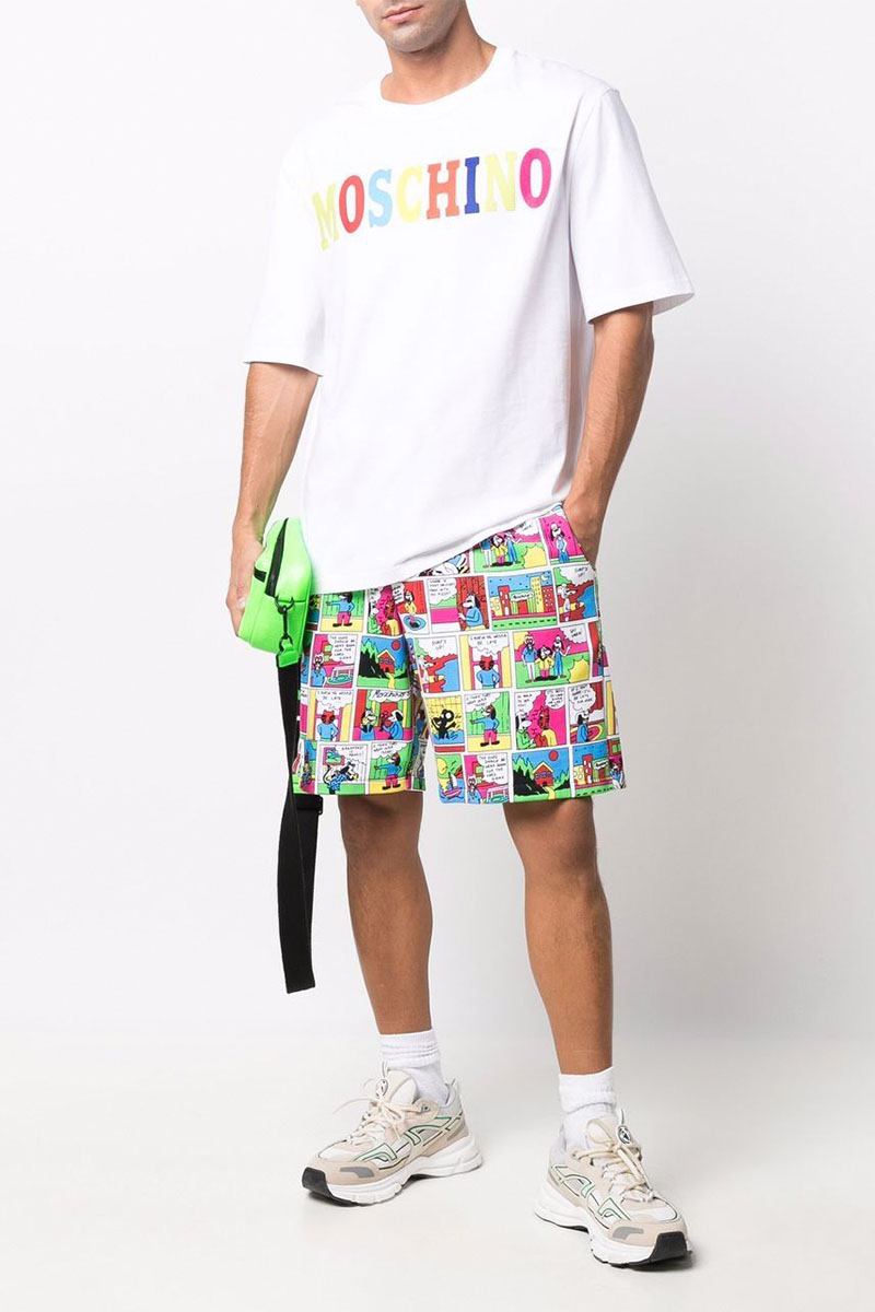 Moschino Белая оверсайз футболка colourblocked logo