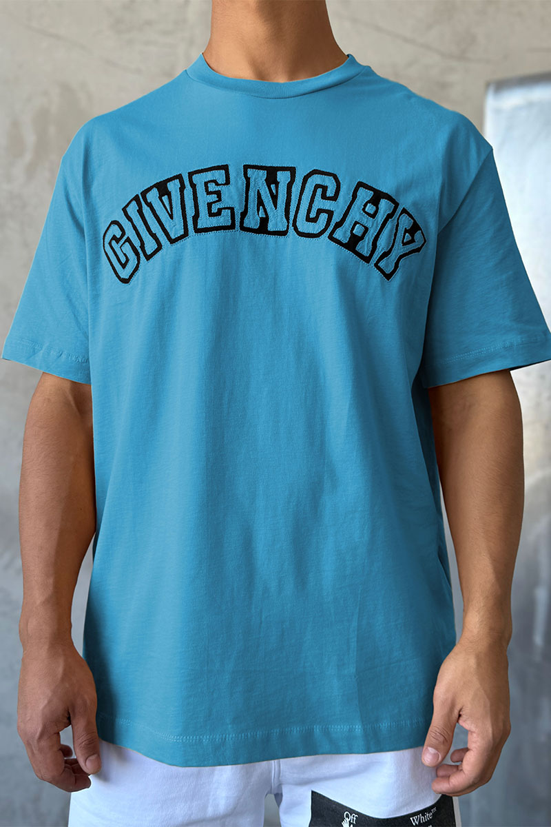 Givenchy Синяя оверсайз футболка college logo-embroidered