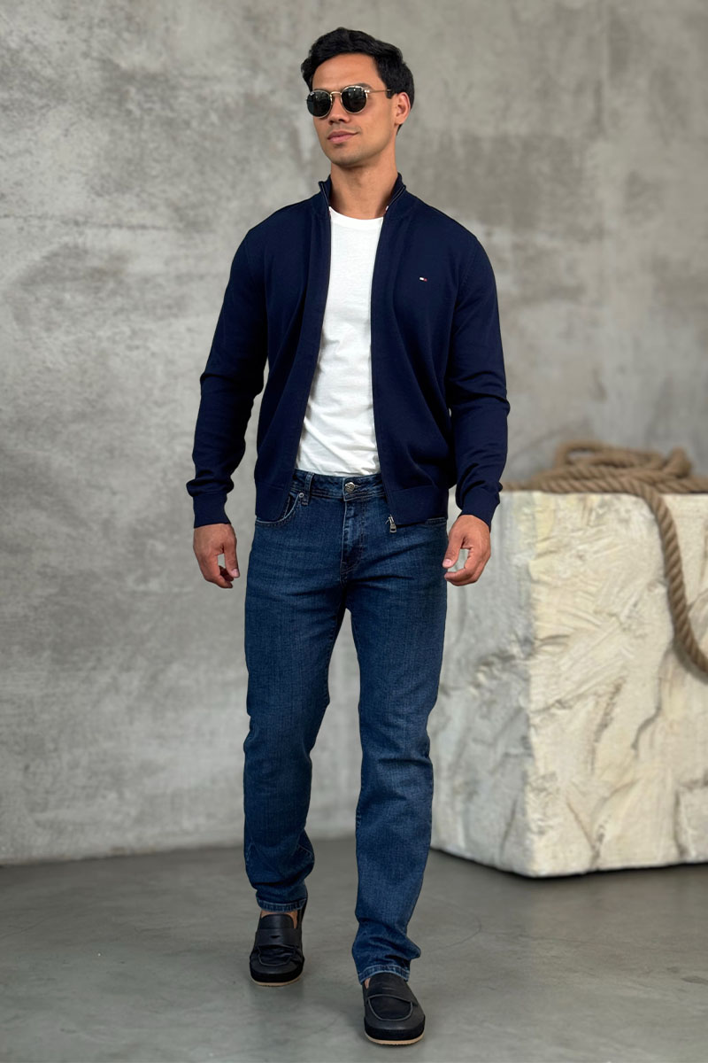 Tommy Hilfiger Кофта на молнии flag embroidery - Navy