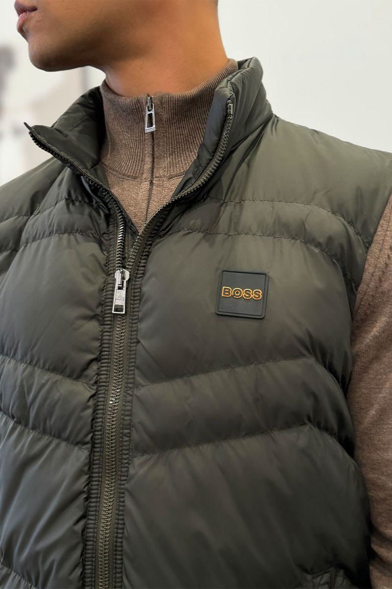 Hugо Воss Мужской зелёный жилет logo-patch