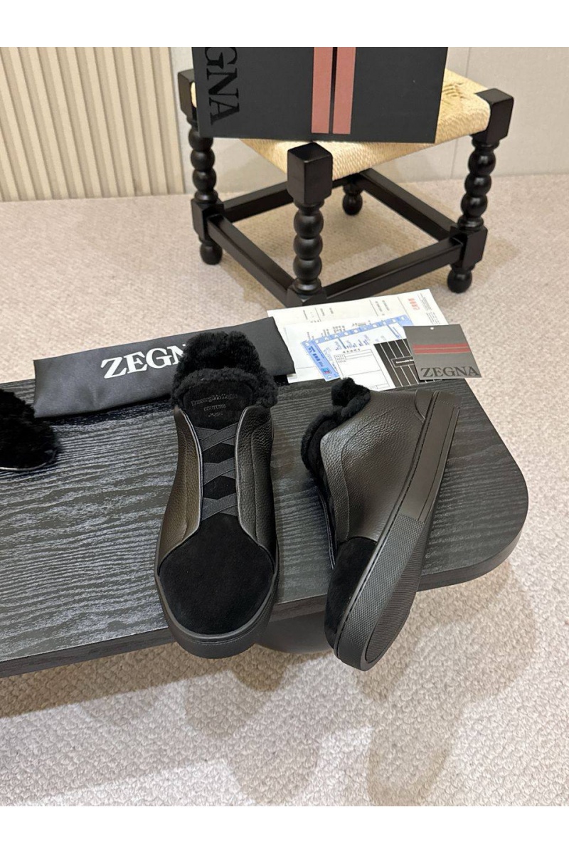 Zegna Кроссовки с мехом Triple Stitch high-top