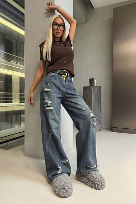 Женские синие джинсы premium