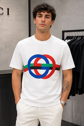 Мужская футболка белого цвета GG print