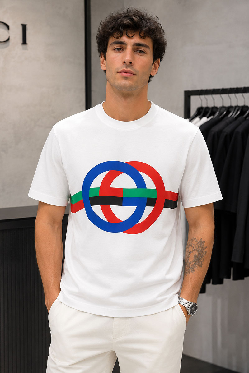 Gucci Мужская футболка белого цвета GG print
