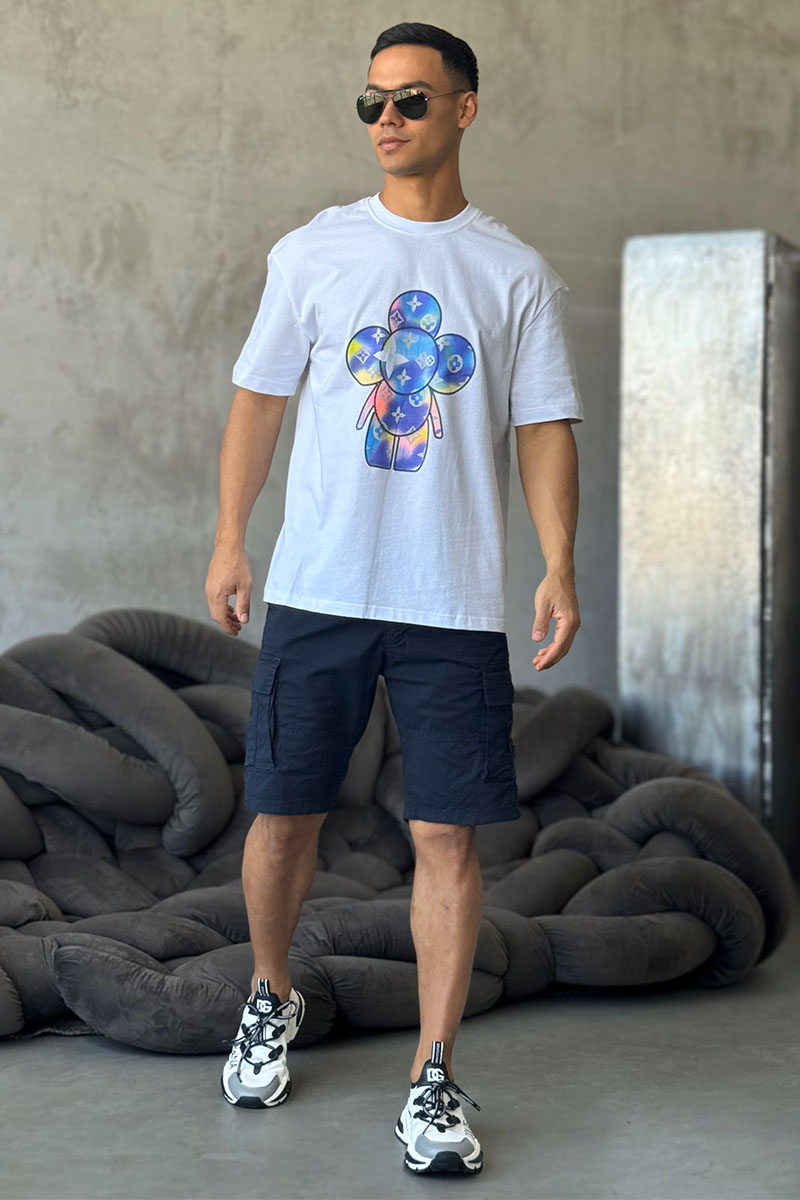 Lоuis Vuittоn Брендовая оверсайз футболка белого цвета