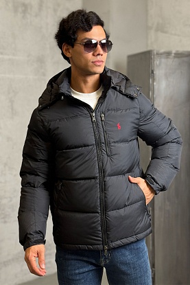 Мужской чёрный пуховик pony-embroidered 