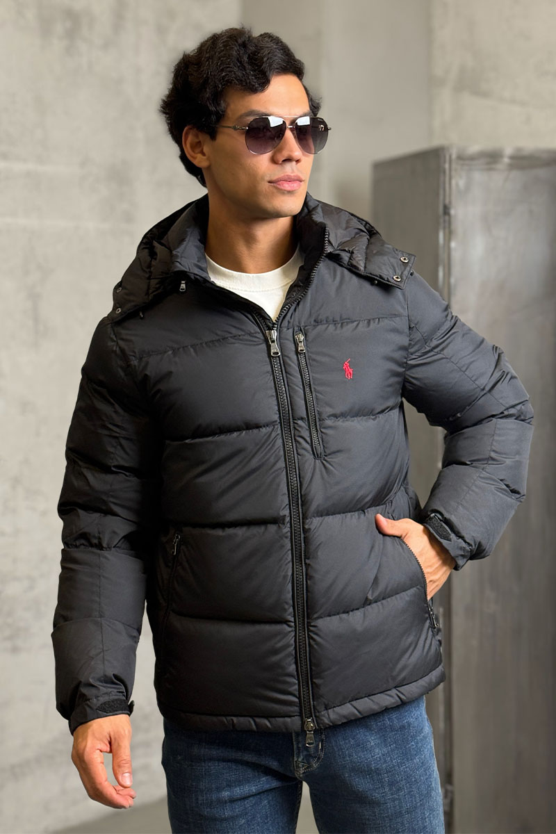 Polo Ralph Lauren Мужской чёрный пуховик pony-embroidered 