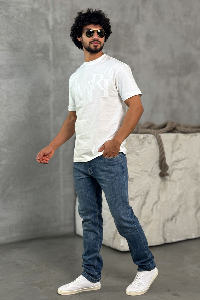 Amiri Футболка белого цвета staggered logo 