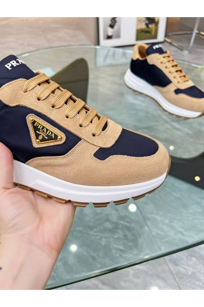 Prada Женские комбинированные кроссовки - Beige / Blue