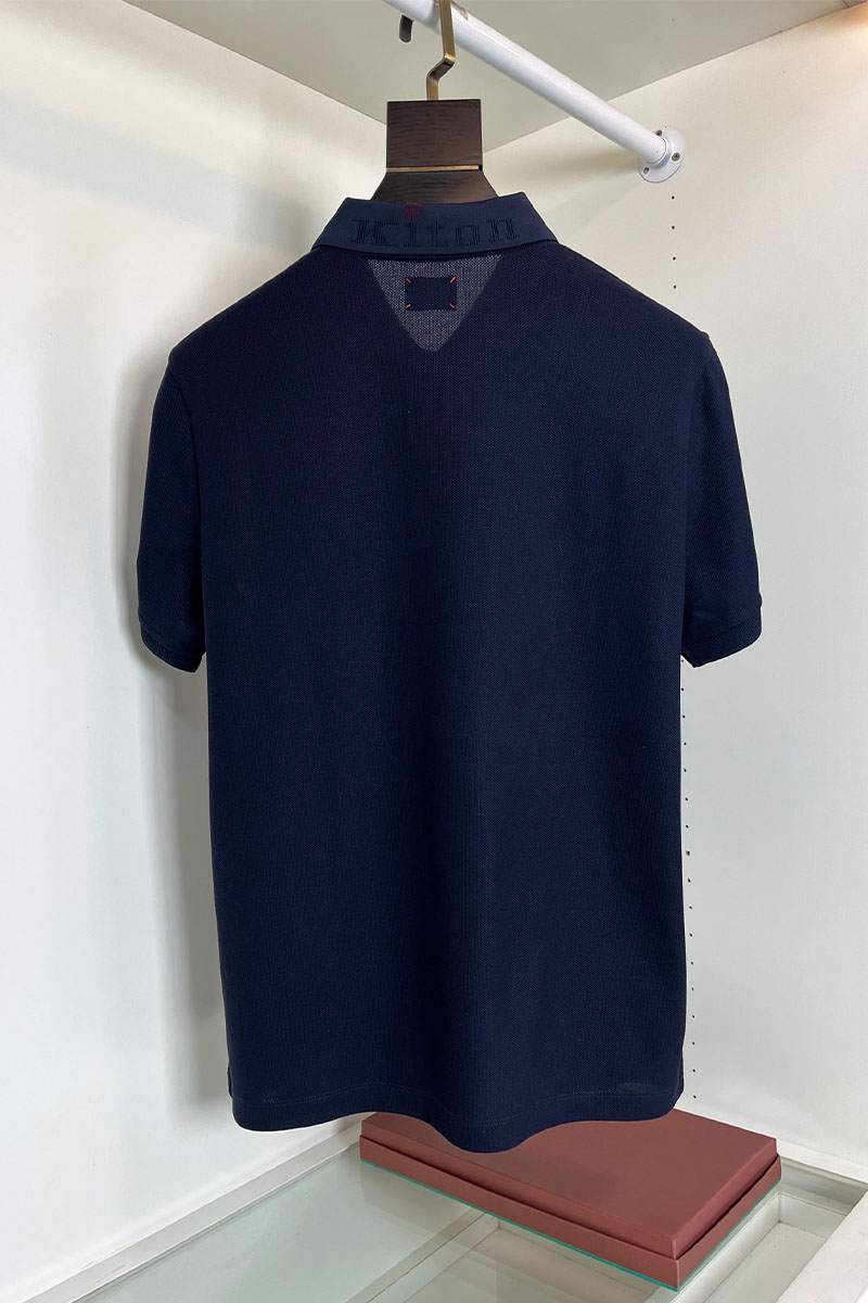 Kiton Мужское тёмно-синее поло premium 