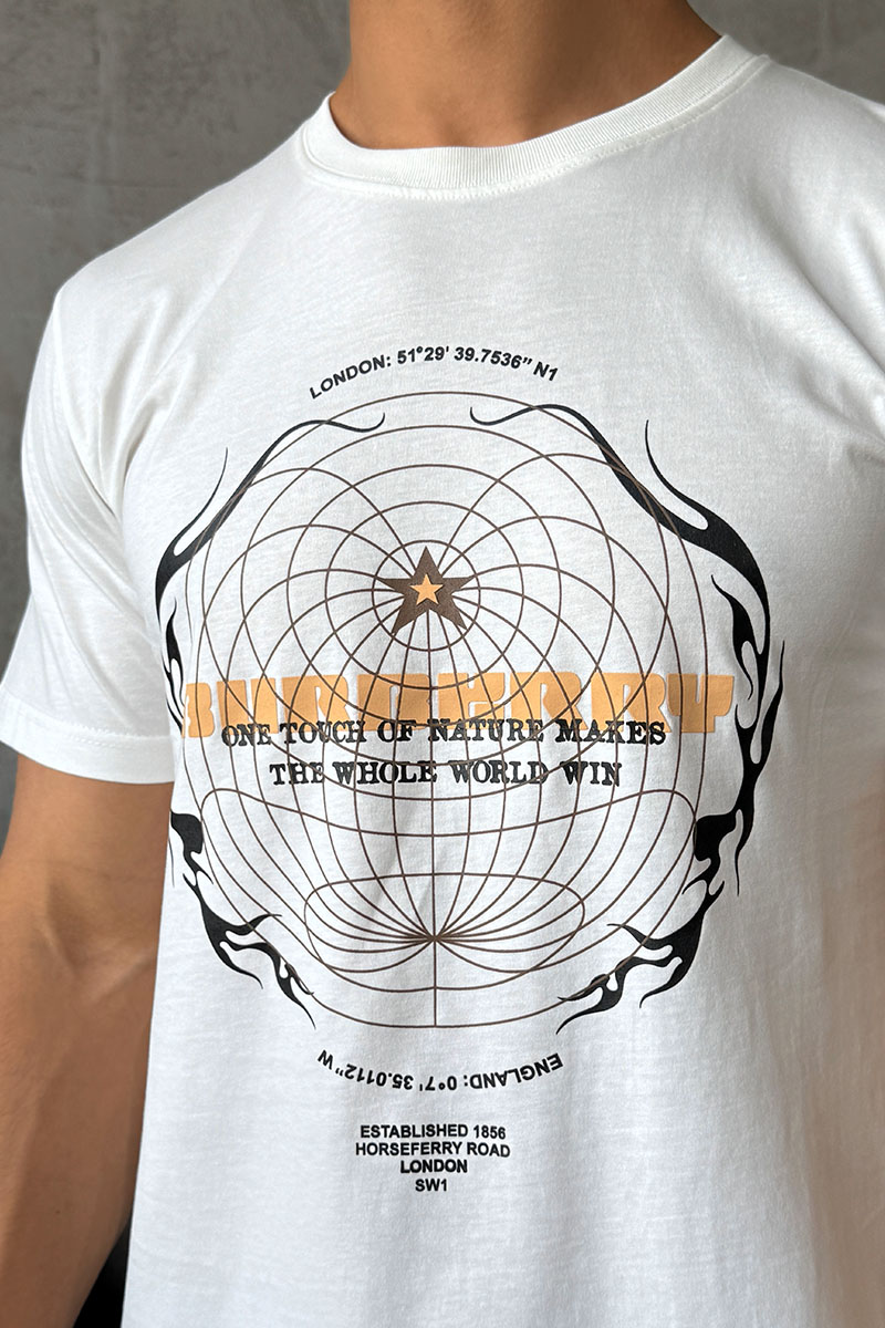 Burberry Мужская футболка Globe-graphic - White