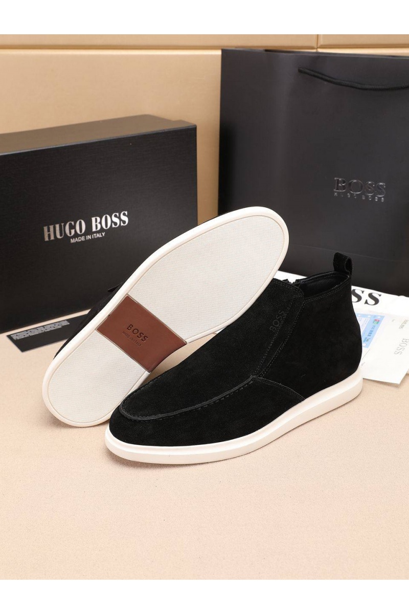 Hugо Воss Замшевые лоферы с мехом high-top - Black