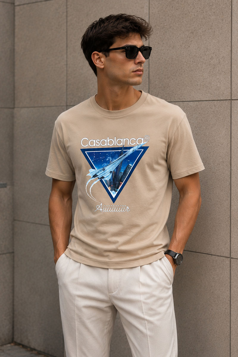 Casablanca Бежевая футболка Aiiiiiir logo-print