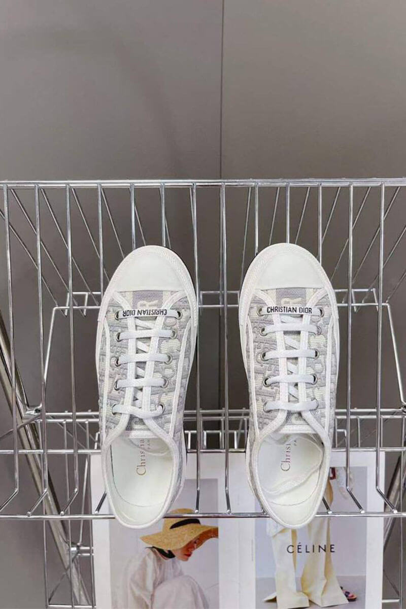 Dior Женские кеды на платформе Walk'n' -  Grey / White 