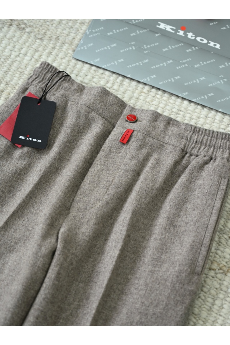 Kiton Мужские бежевые брюки premium