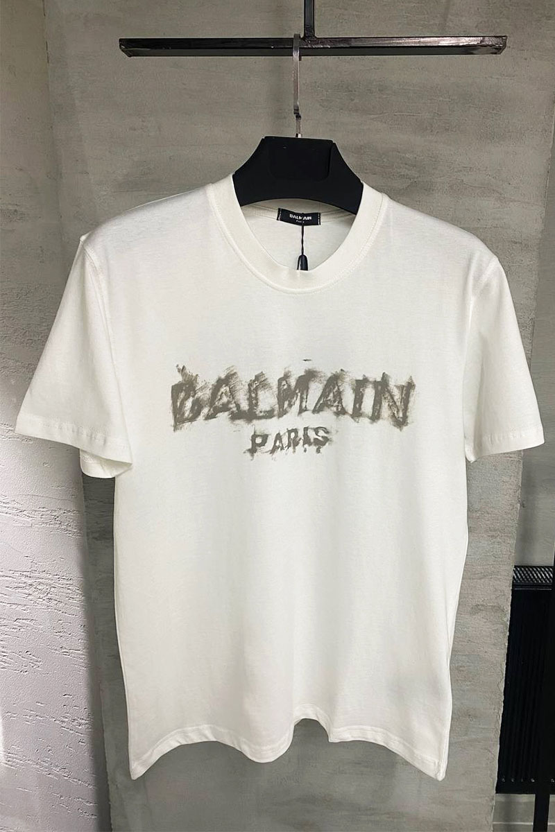 Balmain Футболка белого цвета Paris logo-print