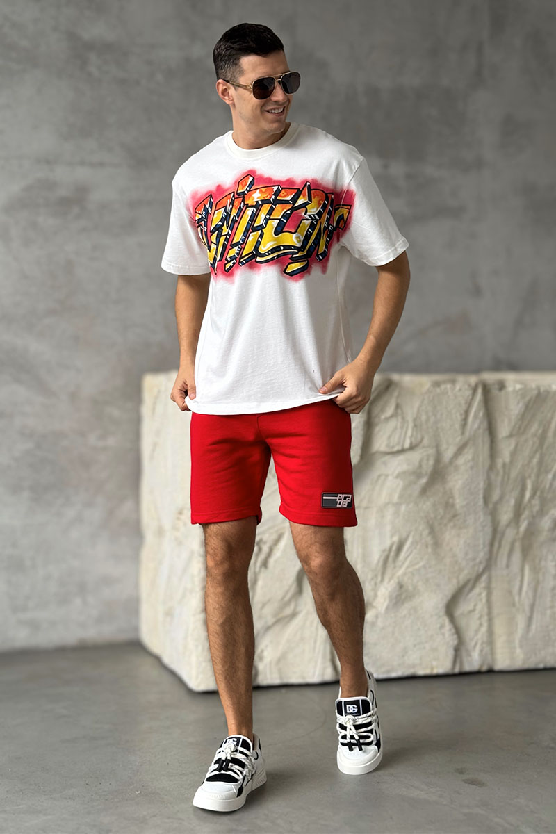 Lоuis Vuittоn Белая оверсайз футболка graffiti-print