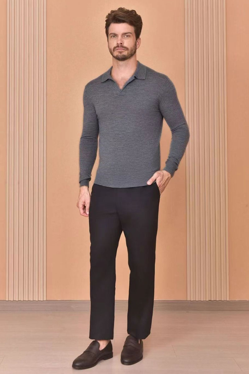 Loro Piana Поло с длинным рукавом Premium - Light Flower Gray