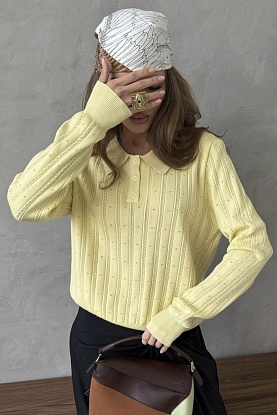 Женское поло с длинным рукавом жёлтого цвета