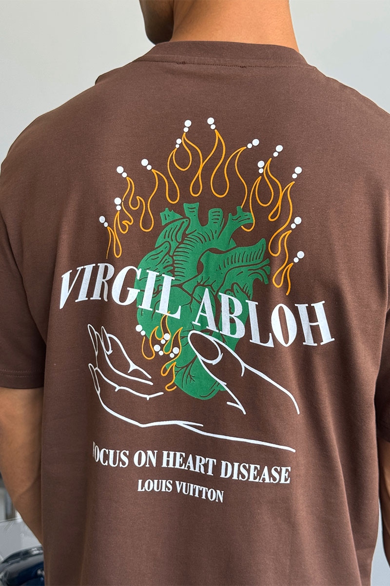 Lоuis Vuittоn Коричневая оверсайз футболка Virgil Abloh