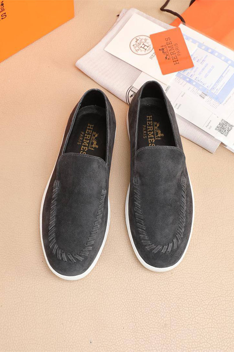 Hermes Мужские замшевые лоферы Julian - Grey