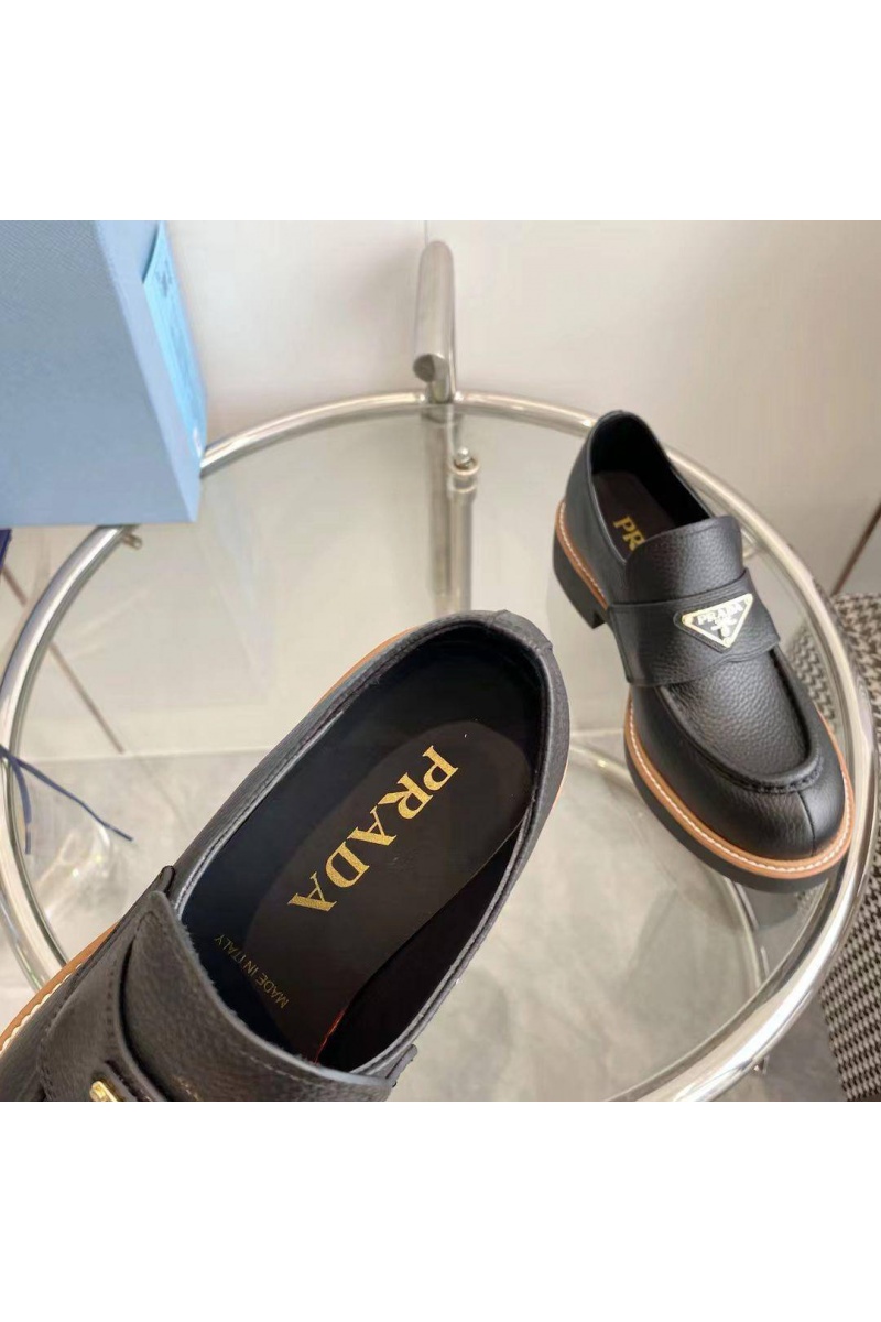 Prada Женские кожаные лоферы Premium - Black