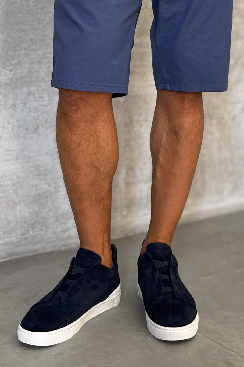 Zegna Замшевые кроссовки Triple Stitch low-top - Navy