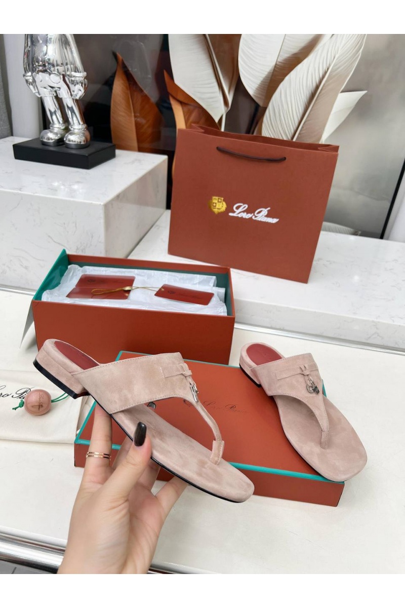 Loro Piana Женские замшевые шлёпанцы Premium - Pink