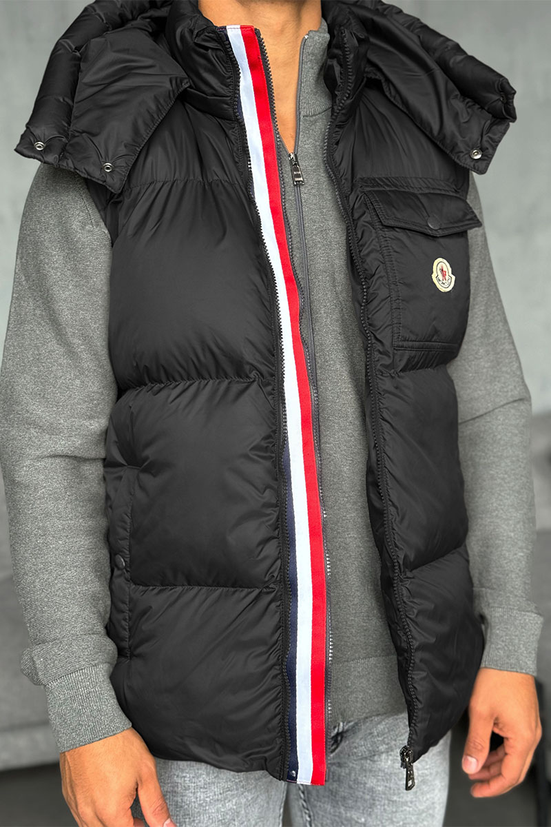 Moncler Мужской чёрный жилет logo-patch 