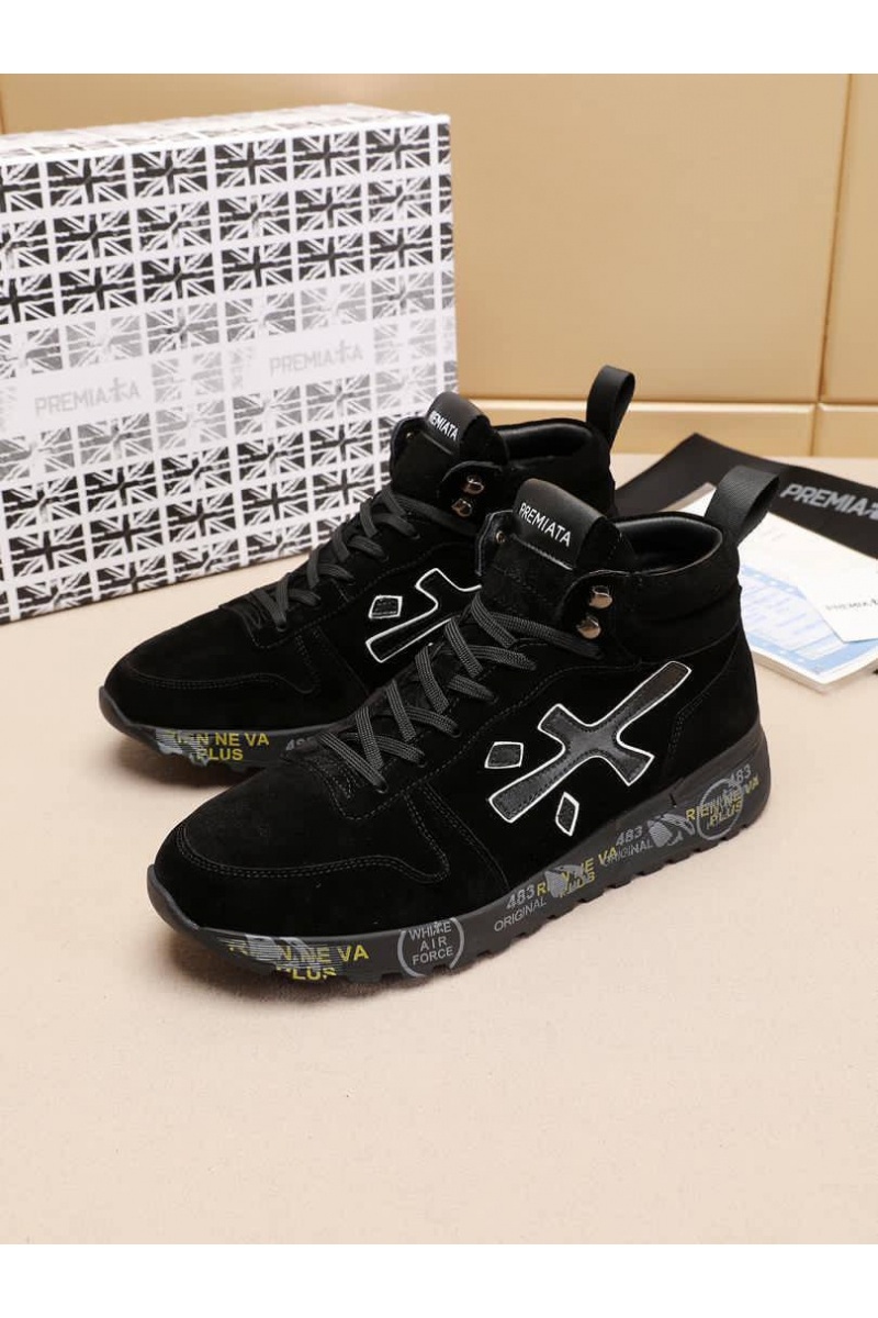 Premiata Замшевые кроссовки с мехом high-top - Black