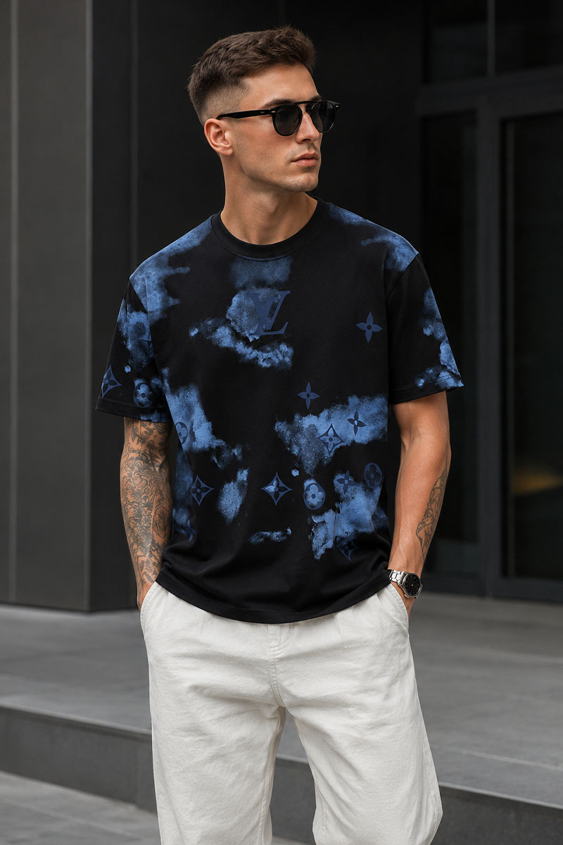 Lоuis Vuittоn Мужская футболка Monogram tie-dye - Black