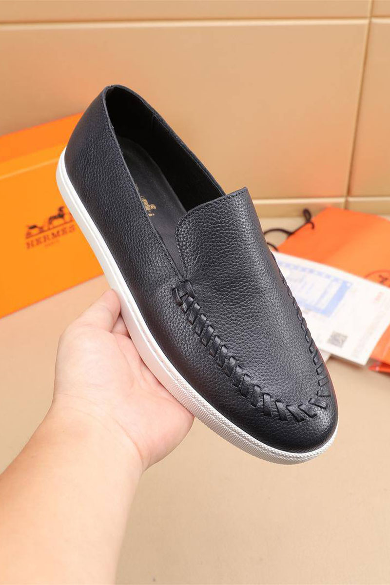 Hermes Мужские кожаные лоферы Julian - Navy