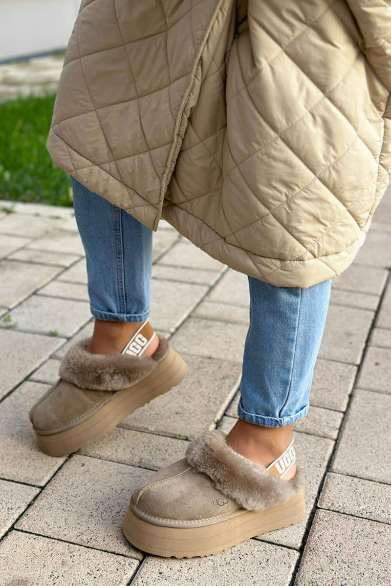 UGG Замшевые женские слиперы с мехом Funkette Platform