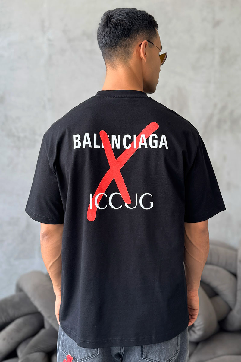 Balenciaga Чёрная оверсайз футболка Collaboration