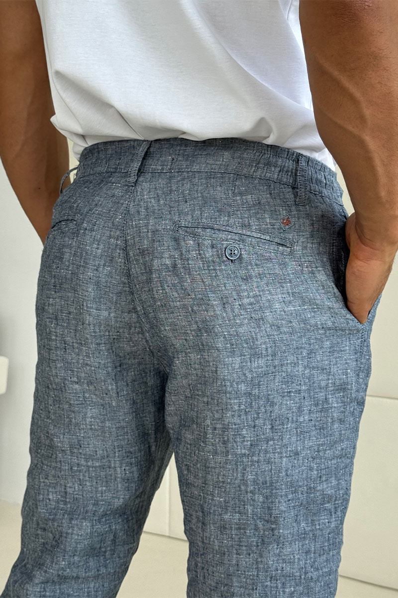 Loro Piana Льняные штаны синего цвета 