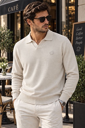 Поло с длинным рукавом premium - Beige