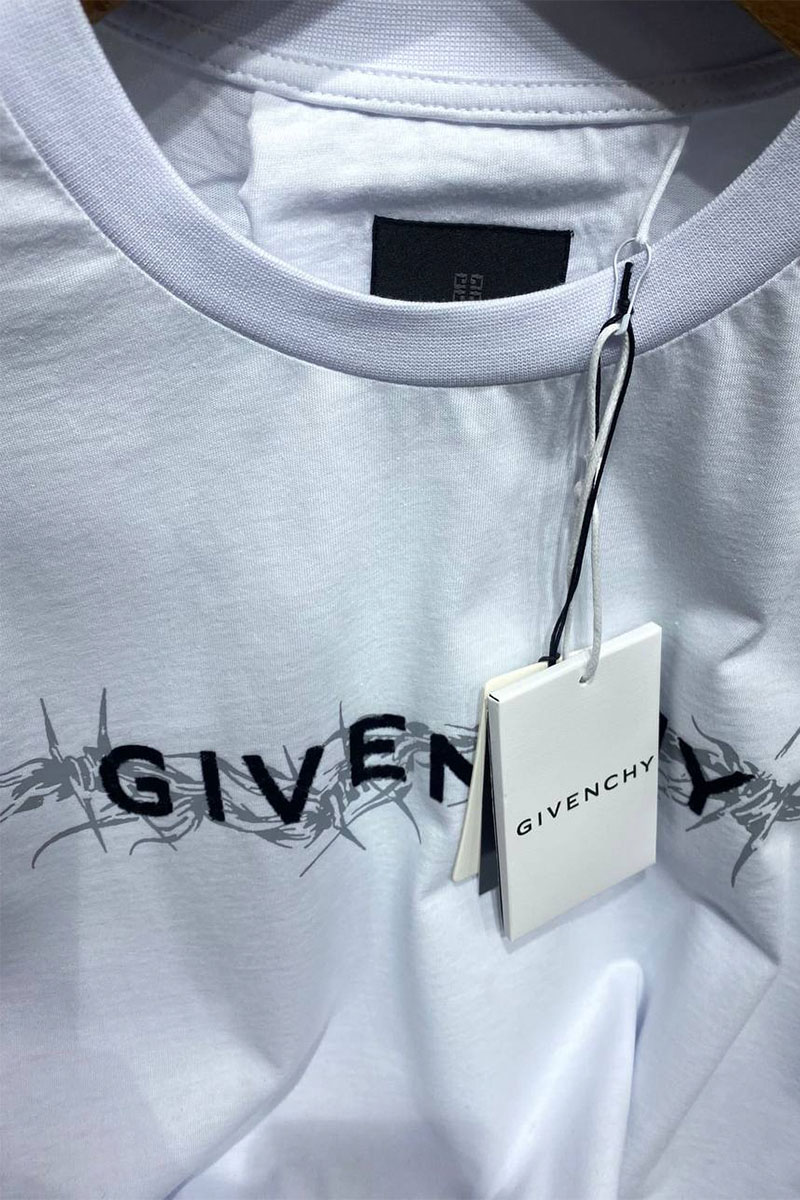 Givenchy Белая оверсайз футболка Barbed Wire-print