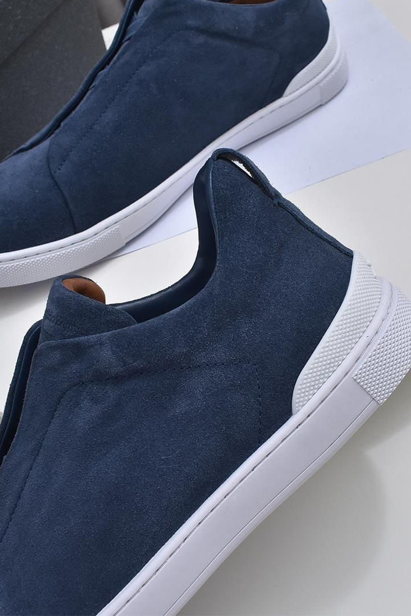 Zegna Замшевые кроссовки Triple Stitch low-top - Blue