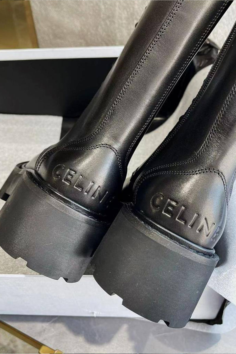 Celine Женские кожаные сапоги Premium - Black