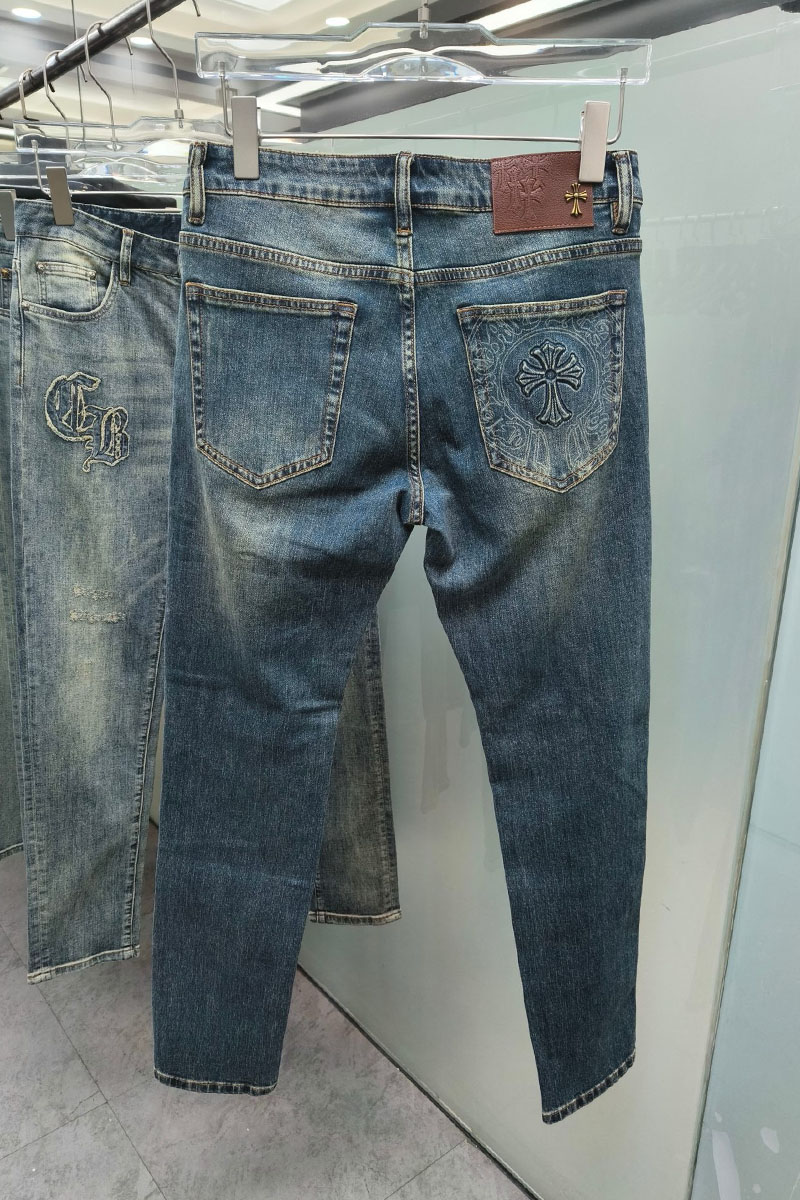 Chrome Hearts Мужские синие джинсы Premium