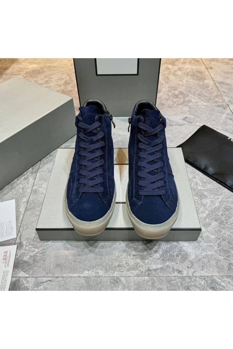 Tom Ford Замшевые кроссовки с мехом high-top - Navy