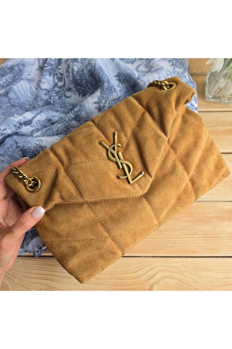 Yves Saint Laurent Замшевая сумка Lou Puffer 30x19 см