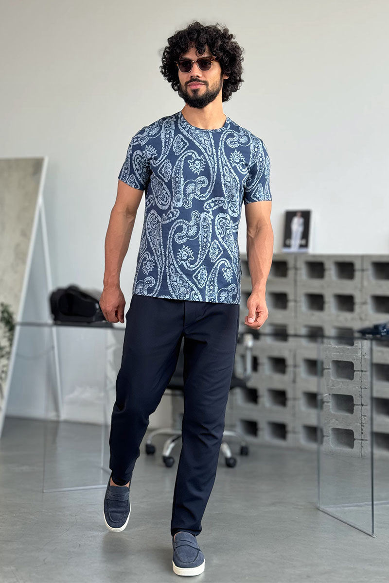 Etro Синяя футболка с узором пейсли Premium
