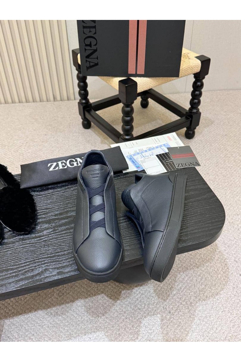 Zegna Кроссовки с мехом Triple Stitch high-top