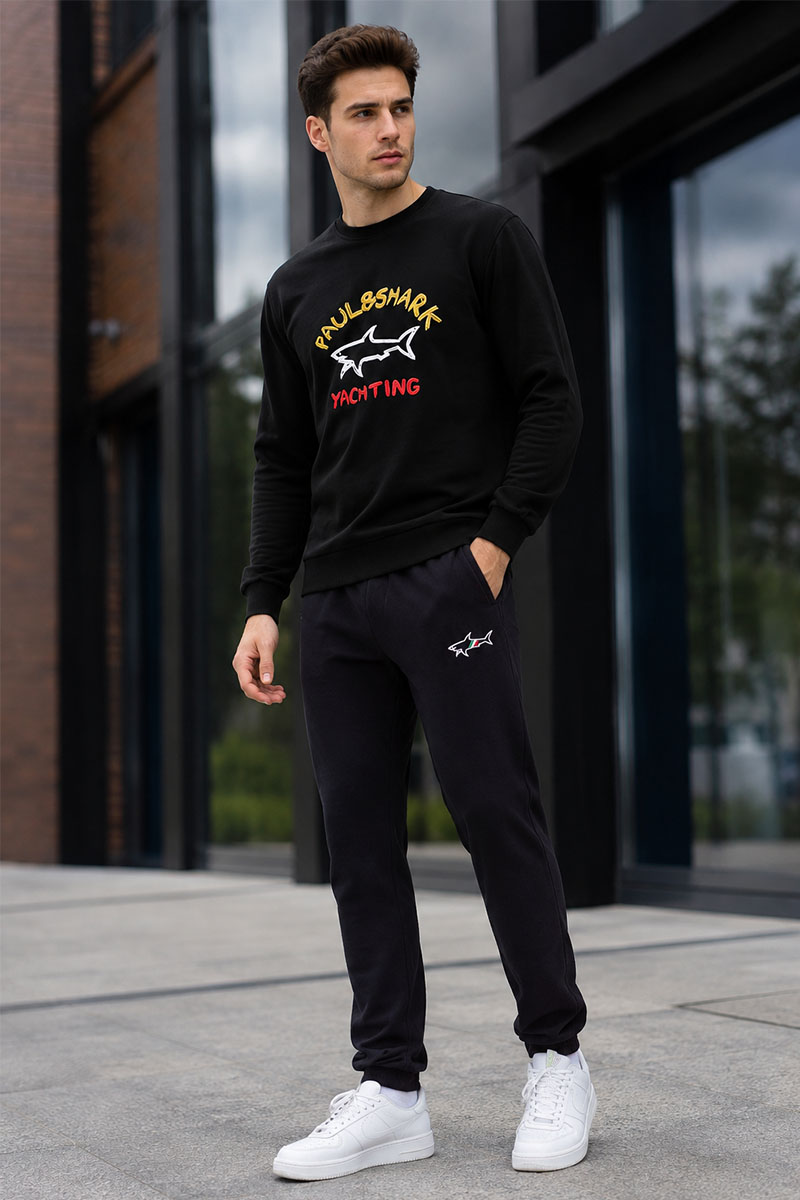 Paul & Shark Свитшот чёрного цвета logo-print